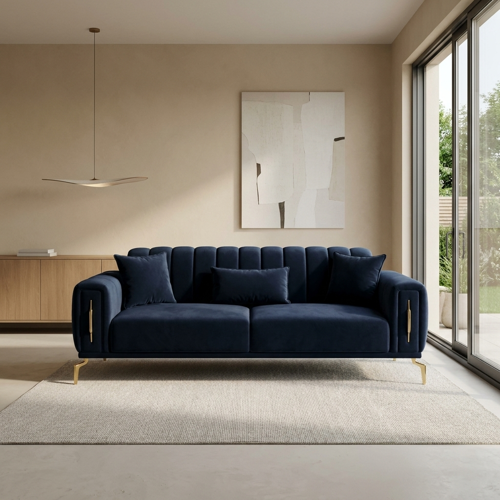 Zumrut Line Navy Blue Baby Face 20 02 Sofa Room2