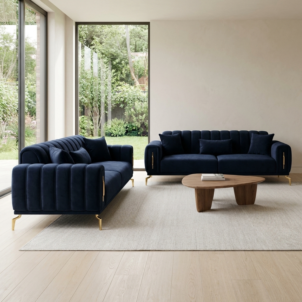 Zumrut Line Navy Blue Baby Face 20 10 Set Sofa Sofa